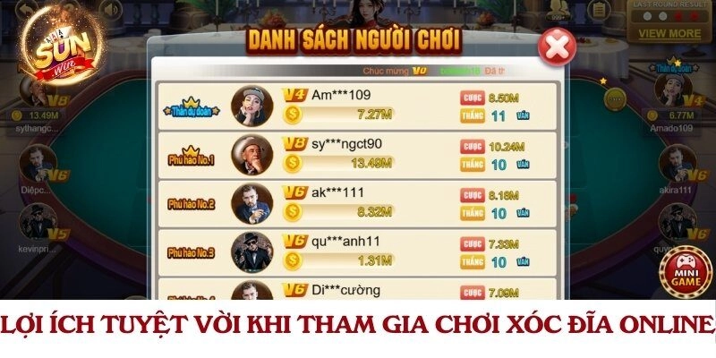 Lợi ích tuyệt vời khi tham gia chơi xóc đĩa online
