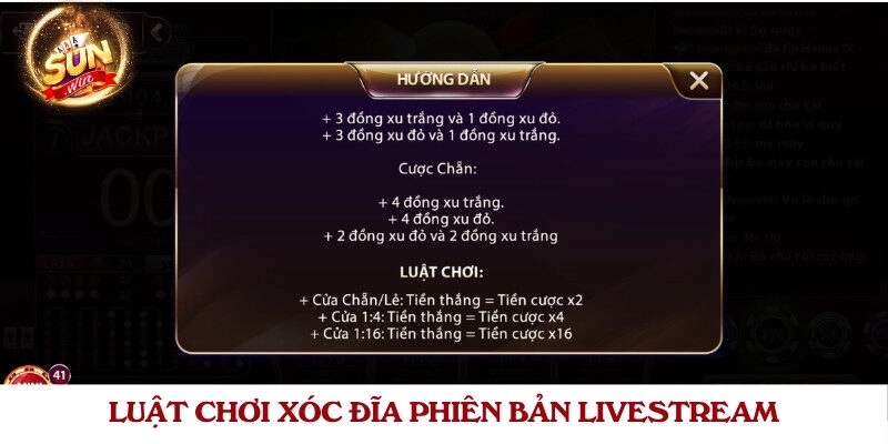 Luật chơi xóc đĩa phiên bản livestream